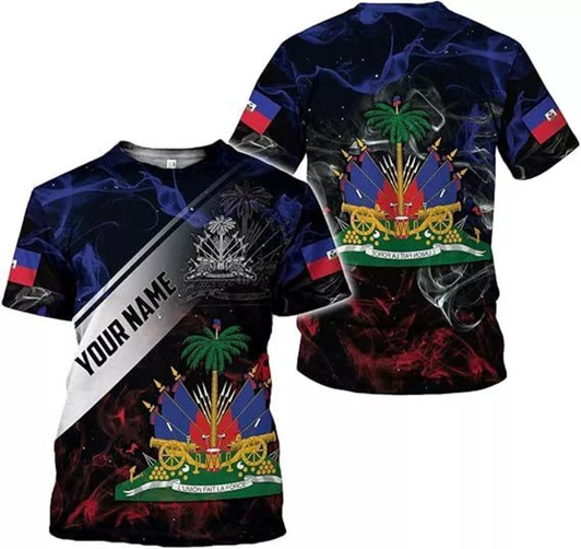 Personalized Haiti Flag 3D T-Shirt - Custom Name