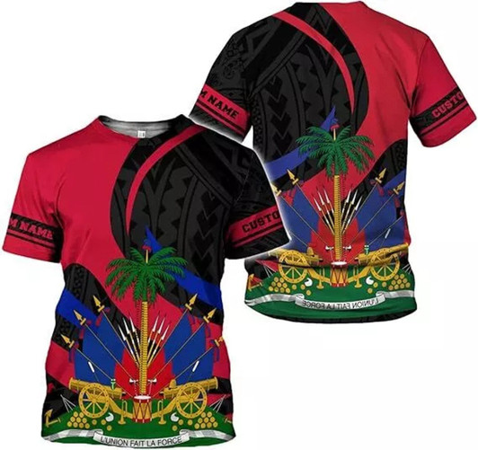 Customized Haitian Flag Pride 3D T-Shirt - Custom Name