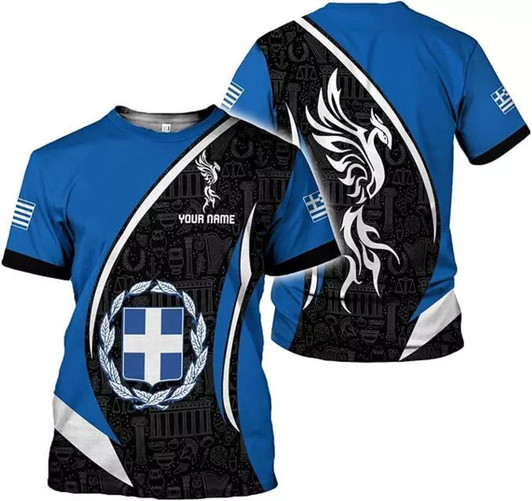 Personalized Greece 3D T-Shirt - Custom Name