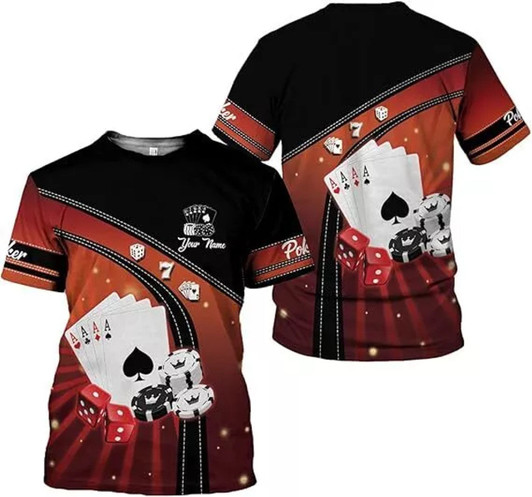 Personalized Poker Player 3D T-Shirt - Custom Name