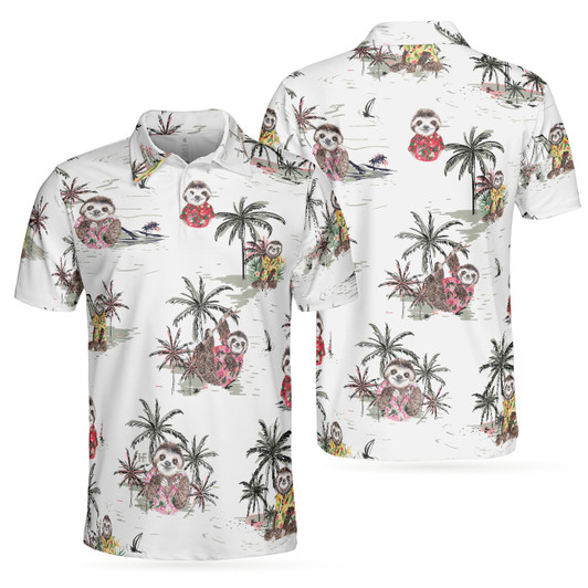 Cute Sloth Tropical Plants 3D Polo Shirt