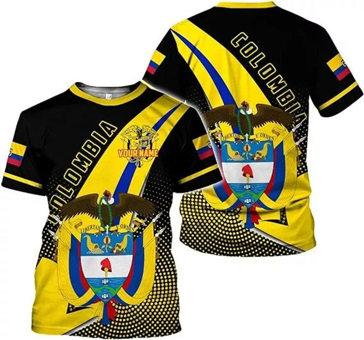 Personalized Colombia Flag 3D T-Shirt - Custom Name