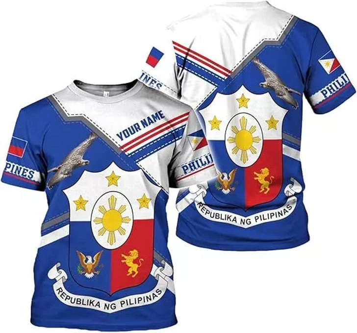 Personalized Philippines Flag Pride 3D T-Shirt - Custom Name