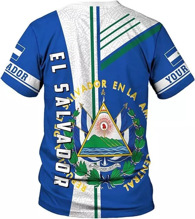 Personalized El Salvador Flag 3D T-Shirt - Custom Name