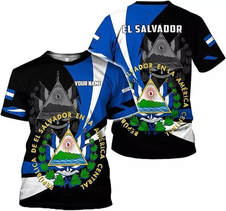 Personalized El Salvador Flag T-Shirt - Custom Name