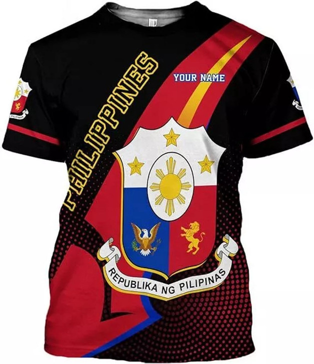 Personalized Philippines Flag 3D T-Shirt - Custom Name