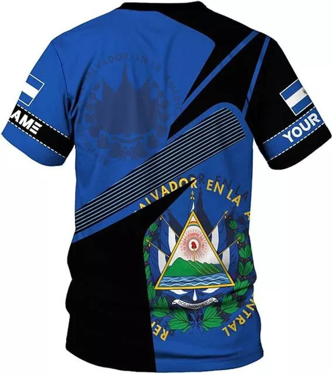 Customized El Salvador Flag 3D T-Shirt - Custom Name