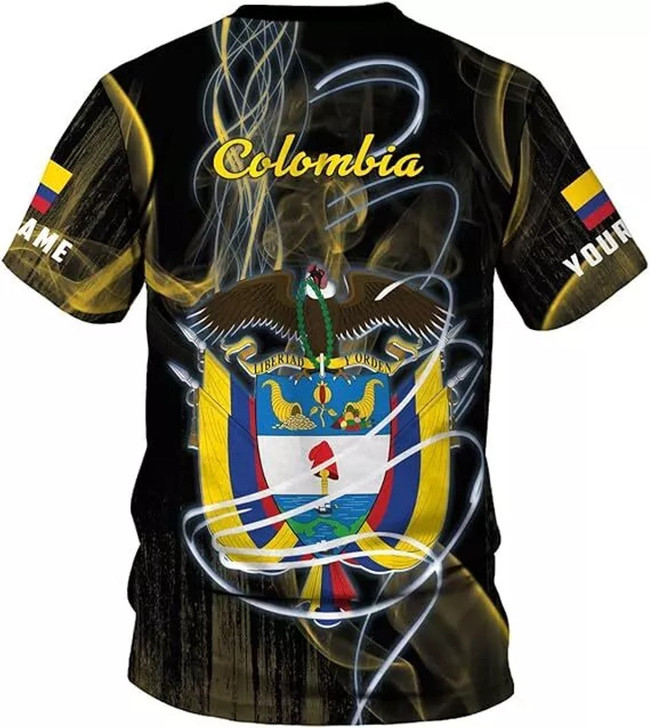 CustomizedColombia Flag 3D T-Shirt - Custom Name