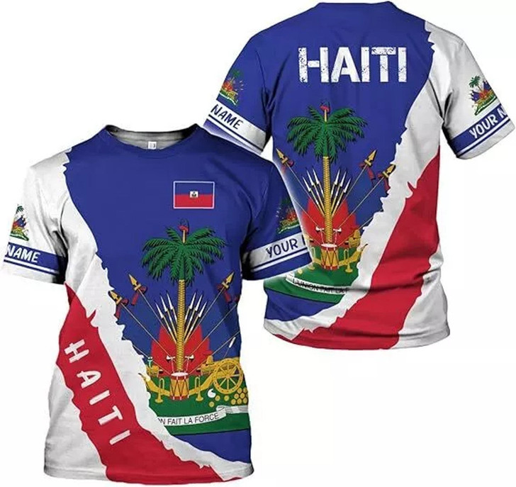 Customized Haiti Flag T-Shirt - Custom Name