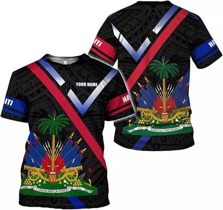 Personalized Haitian Flag 3D T-Shirt - Custom Name