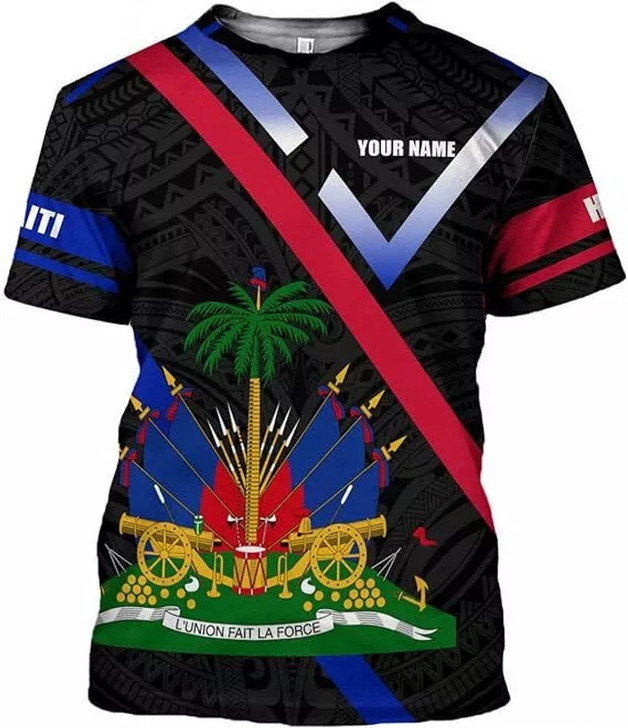 Personalized Haitian Flag 3D T-Shirt - Custom Name