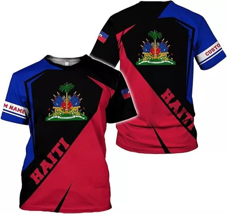 Personalized Haitian Flag Pride 3D T-Shirt - Custom Name