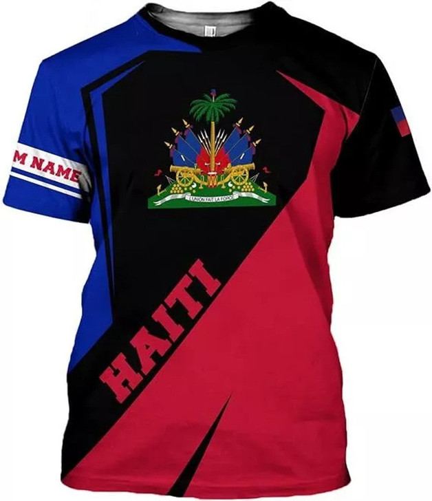 Personalized Haitian Flag Pride 3D T-Shirt - Custom Name