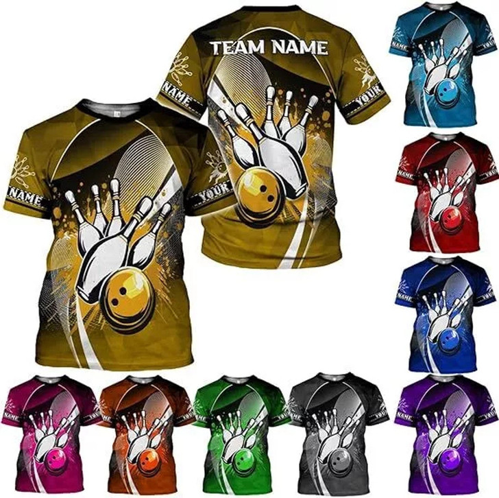 Personalized 3D Bowling T-Shirt - Custom Name & Team Name