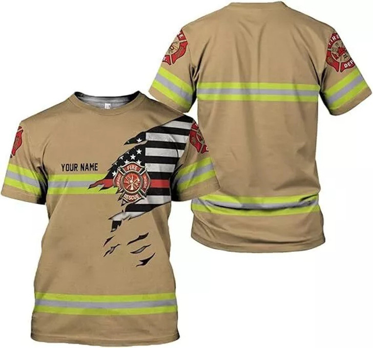 Personalized Firefighter 3D T-Shirt - Custom Name