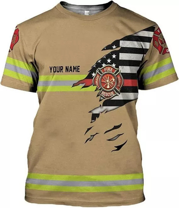 Personalized Firefighter 3D T-Shirt - Custom Name