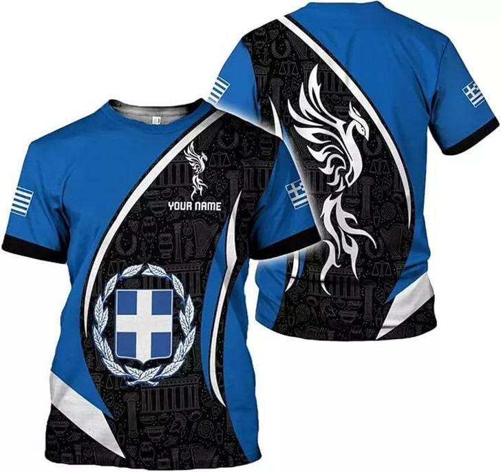 Personalized Greece 3D T-Shirt - Custom Name