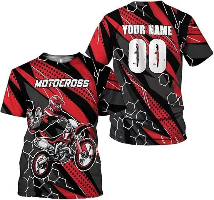 Personalized Dirt Bike Motocross T-Shirt - Custom Name & Number