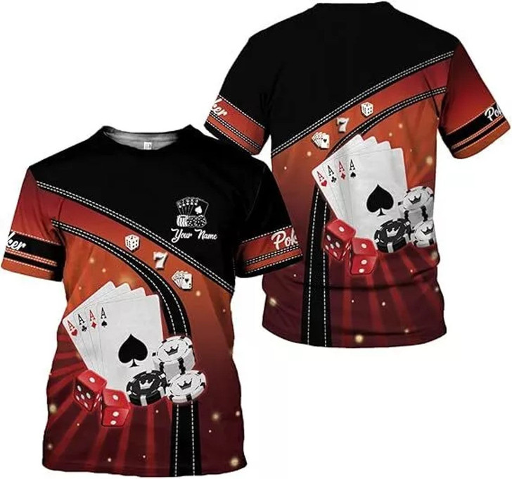 Personalized Poker Player 3D T-Shirt - Custom Name