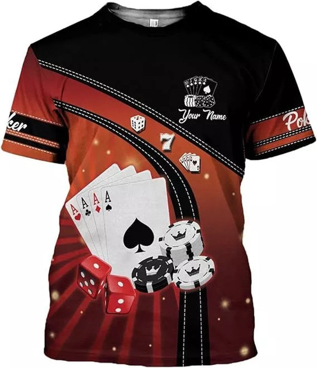 Personalized Poker Player 3D T-Shirt - Custom Name
