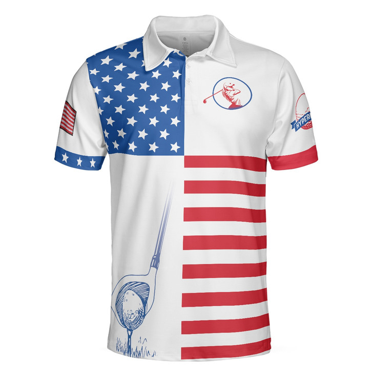 Personalized American Flag Golf 3D Polo Shirt - Custom Name