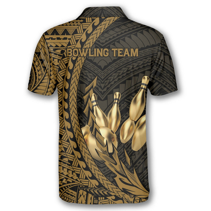 Personalized Hawaiian Pattern Bowling Polo Shirt - Custom Name