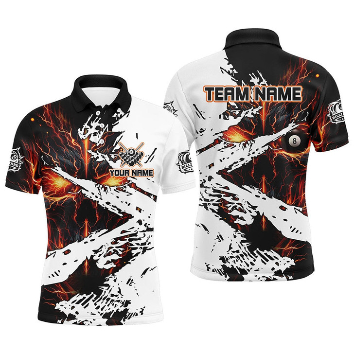 Personalized Lightning Skull Billiard Polo Shirt - Custom Name & Team Name