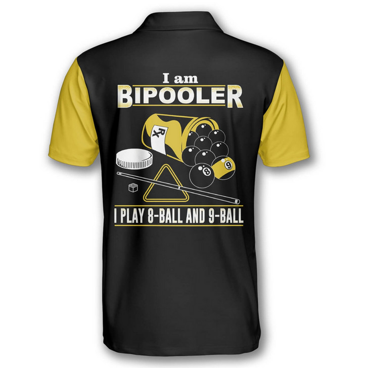 Personalized Billiard I'm Bipooler 8 And 9 Ball Yellow Black Polo Shirt - Custom Name