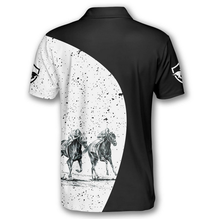 Personalized Horse Racing Silhouettes Equestrian Polo Shirt - Custom Name