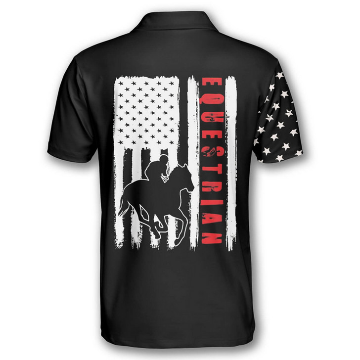 Personalized Horse Racing Punisher Skull Equestrian Polo Shirt - Custom Name