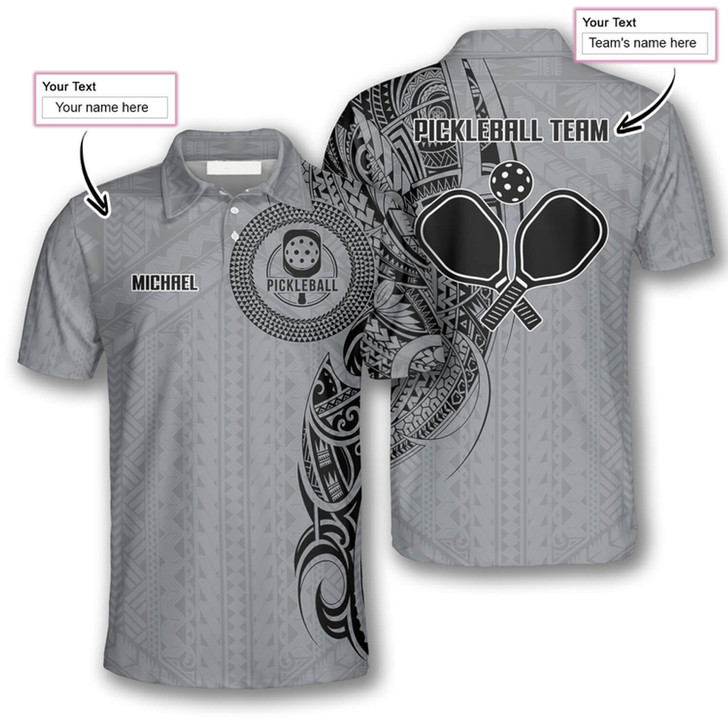 Personalized Strike Tribal Tattoo Pickleball Polo Shirt - Custom Name & Team Name