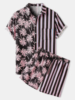 Copy of Mens Floral & Stripes Print Light Designer Casual Drawstring Waist Loungewear