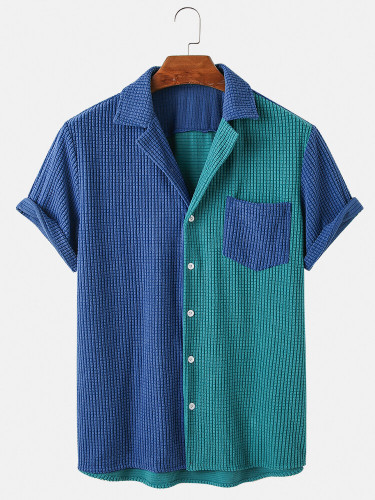 Mens Corduroy Designed Patchwork Chest Pocket Casual Shirt Mens Corduroy Designed Patchwork Chest Pocket Casual Shirt