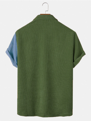 Mens Designed Corduroy Patchwork Pocket Breathable Casual Shirts Mens Designed Corduroy Patchwork Pocket Breathable Casual Shirts