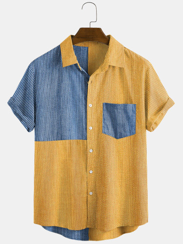 Mens Corduroy Solid Patchwork Casual Light Short Sleeve Shirts Mens Corduroy Solid Patchwork Casual Light Short Sleeve Shirts