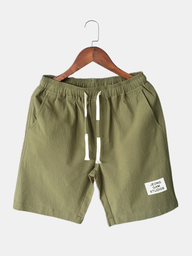 Mens Drawstring Shorts Solid Color Pocket Cotton Loose Casual Shorts Mens Drawstring Shorts Solid Color Pocket Cotton Loose Casual Shorts