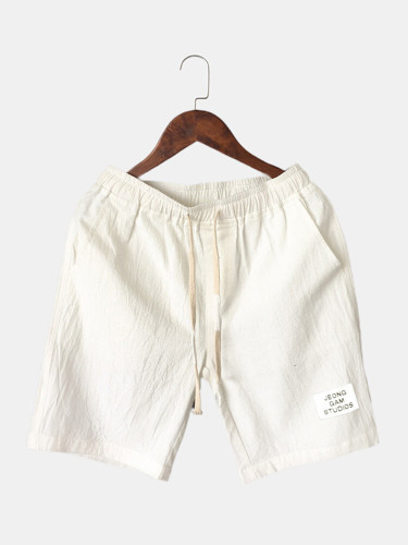 Mens Drawstring Shorts Solid Color Pocket Cotton Loose Casual Shorts Mens Drawstring Shorts Solid Color Pocket Cotton Loose Casual Shorts