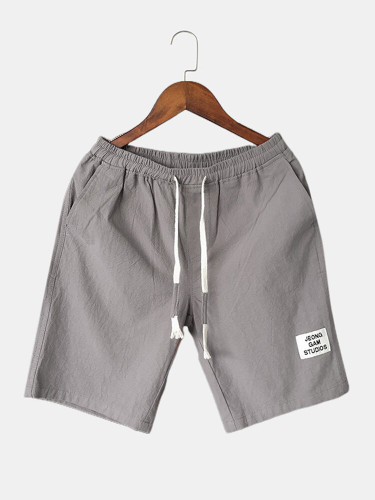 Mens Drawstring Shorts Solid Color Pocket Cotton Loose Casual Shorts Mens Drawstring Shorts Solid Color Pocket Cotton Loose Casual Shorts