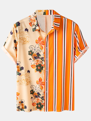 Mens Floral & Stripes Print Light Designer Casual Drawstring Waist Loungewear Mens Floral & Stripes Print Light Designer Casual Drawstring Waist Loungewear