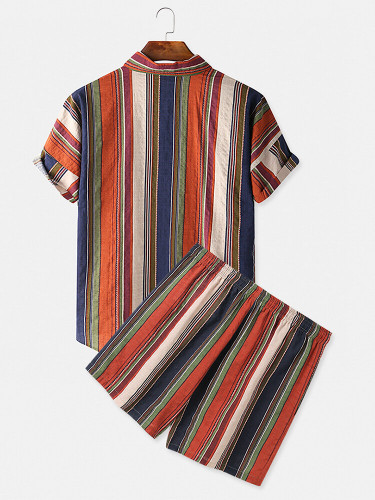 Mens Colorful Striped Print Casual Loose Designer Loungewear Mens Colorful Striped Print Casual Loose Designer Loungewear