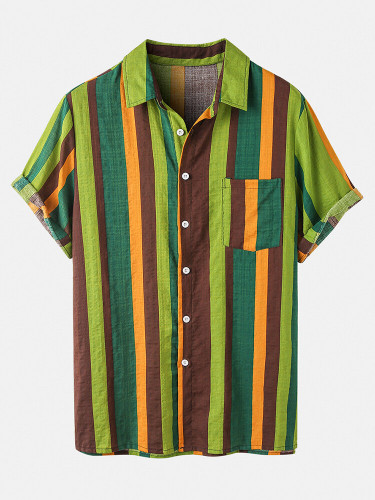 Men Thin & Breathable Cotton Outfits Sets Colorful Stripe Two Pieces Men Thin & Breathable Cotton Outfits Sets Colorful Stripe Two Pieces