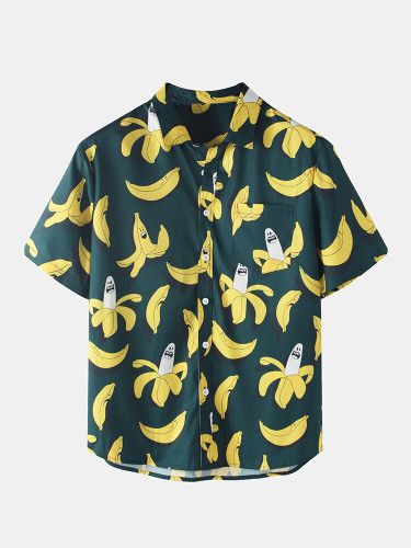Mens Banana Printed Light Sets Short Sleeve Drawstring Shorts Two Pieces Mens Banana Printed Light Sets Short Sleeve Drawstring Shorts Two Pieces