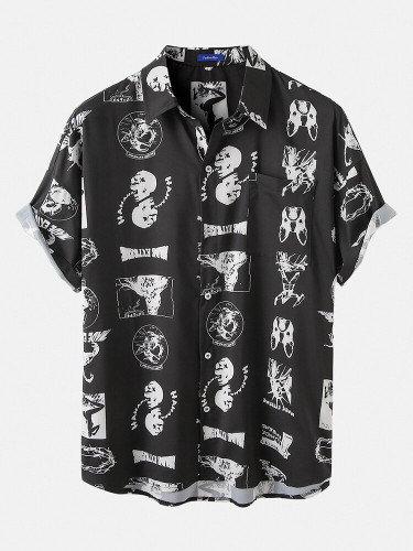 Mens Printed Loose Sets Short Sleeve Drawstring Shorts Holiday Two Pieces Mens Printed Loose Sets Short Sleeve Drawstring Shorts Holiday Two Pieces