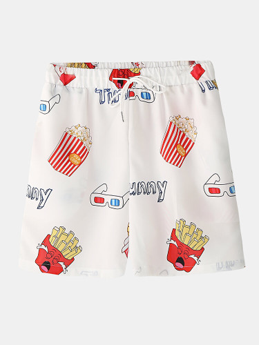 Men Funny Print Hamburger Loungewear Sets Two Pieces Lapel Collar Short Sleeve Thin Summer Pajamas Men Funny Print Hamburger Loungewear Sets Two Pieces Lapel Collar Short Sleeve Thin Summer Pajamas
