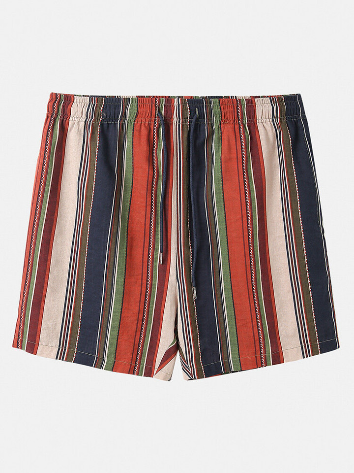 Mens Colorful Striped Print Casual Loose Designer Loungewear