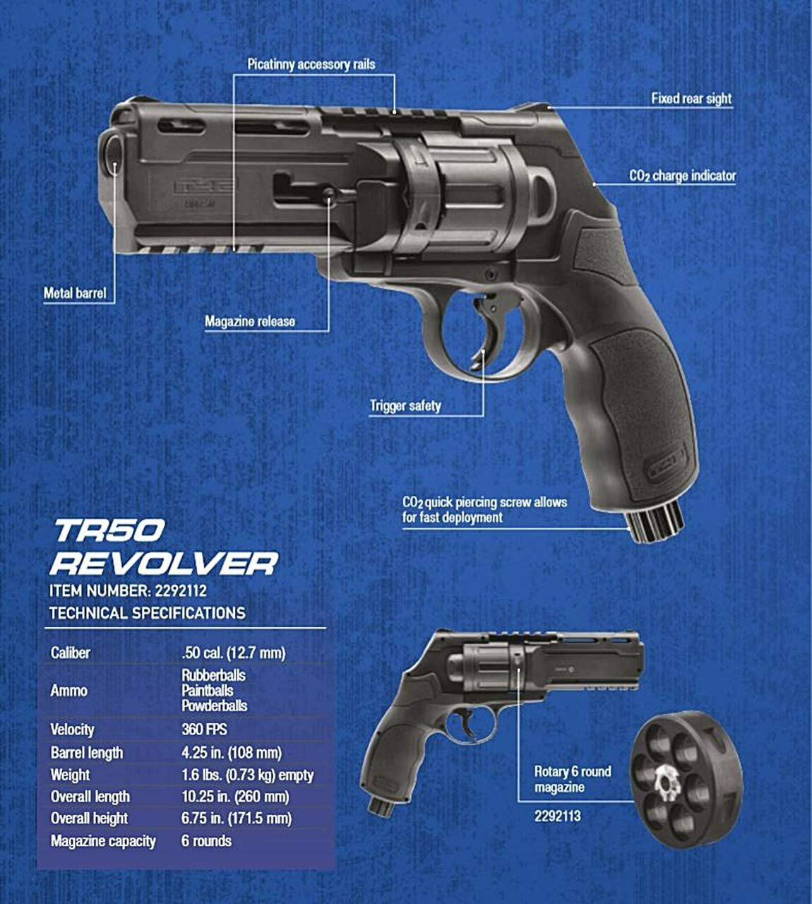 Revolver Traumático Umarex T4E HDR .50