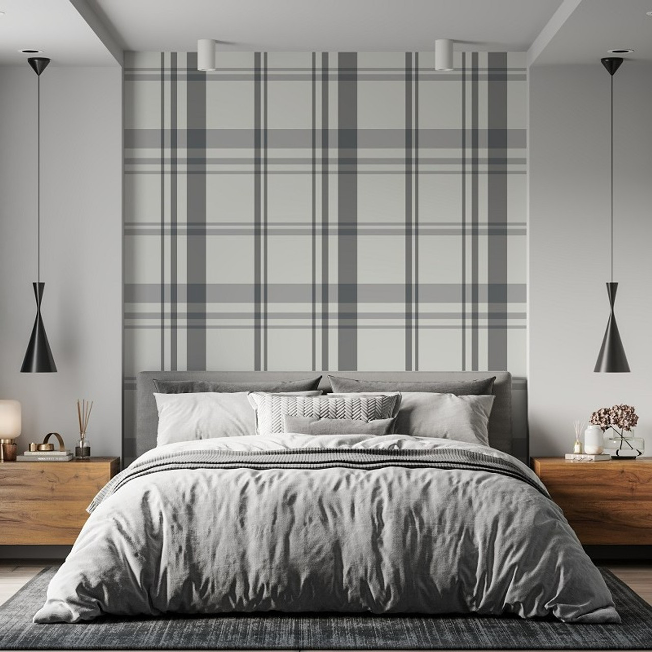 NuWallpaper NU2691 Farmhouse Plaid Peel and Stick Wallpaper Grey   Amazonin Home Improvement