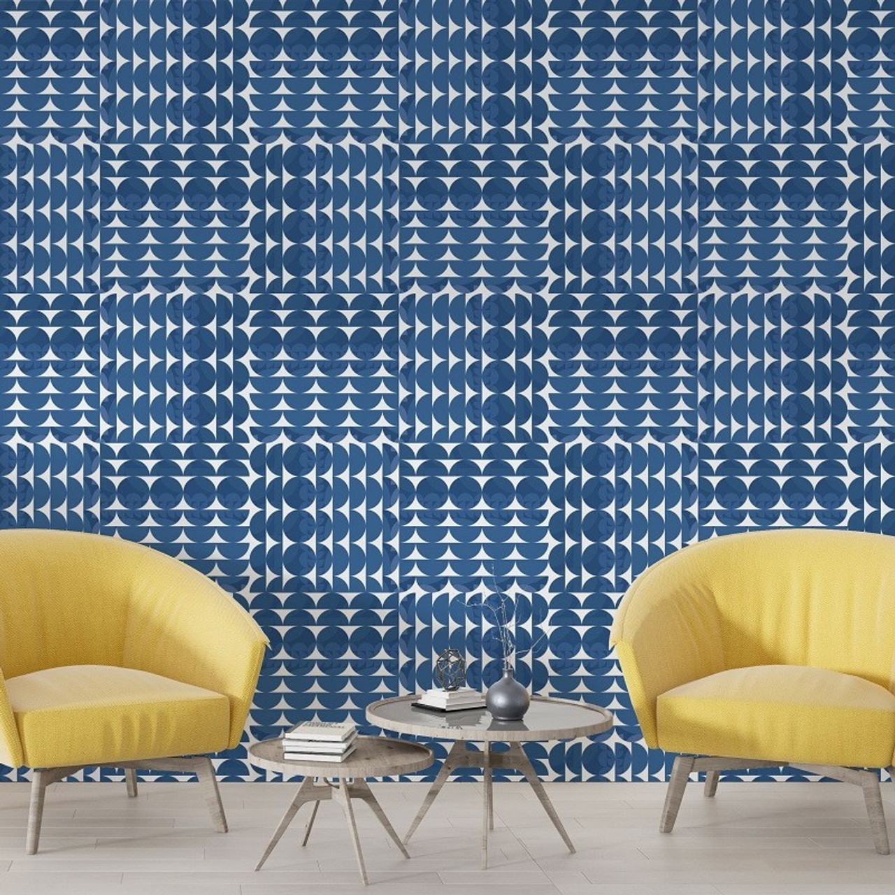 navy blue geometric wallpaper