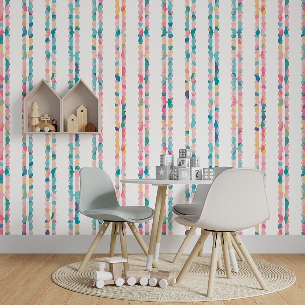 Rasch Wooden Block Tiles Wallpaper Glitter Wood Vinyl Greige 532623