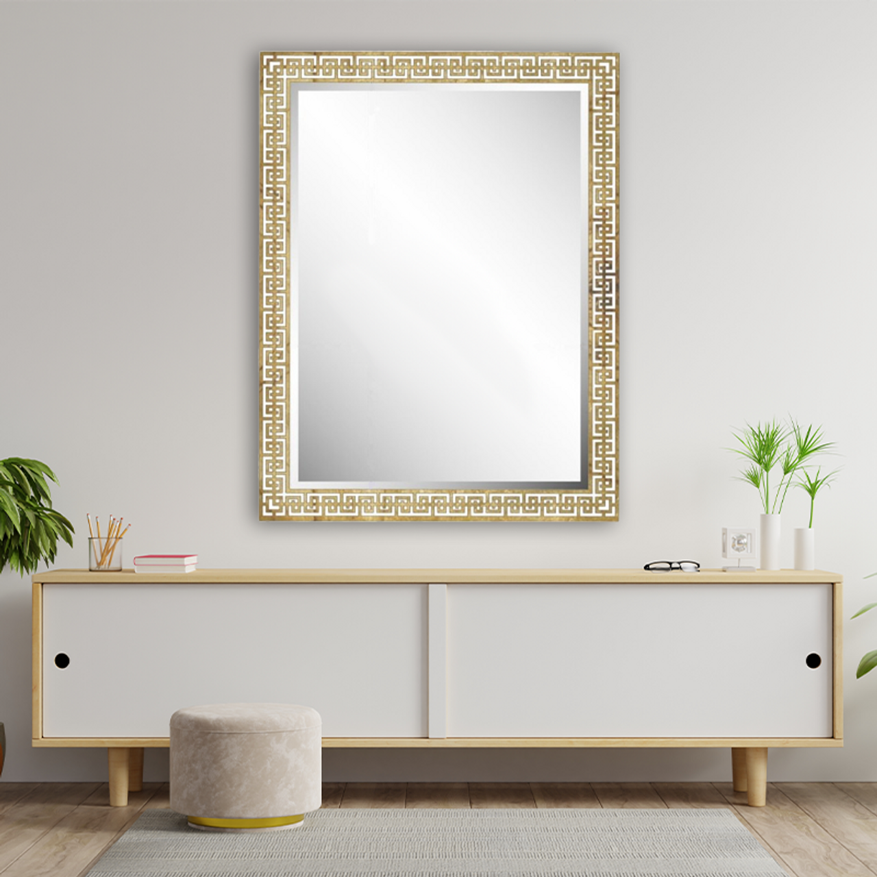 Gold Mottled Glass Mirror 
